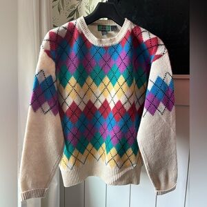 Colours by Alexander Julian Argyle Crewneck Sweater 100%, Shetland Wool L/G